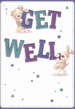 This heartwarming get well card scene radiates hope and friendly comfort, with two delightfully illustrated companions-a bear and a floppy-eared puppy-balancing joyfully on generous, colourful 'Get Well' letters. The deep indigos and fresh teals of the text stand out against a soft, cream-hued background that brings to mind the gentle northern sunlight of Golders Green mornings. Scattered starbursts in violet and blue echo the optimism that characterises our local community, each one a tiny spark of encouragement. The detailed fur of the animals appears soft and plush, as if inviting a real embrace, echoing the tangible comfort offered by a freshly wrapped bouquet from a Golders Green florist. More than a card, this image becomes an emotional balm-expressing empathy and gentle reassurance, perfect for anyone recovering in Golders Green, and just right for pairing with a sunny local flower delivery to help spirits bloom anew.